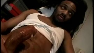 Jerking off black cock to sex tape